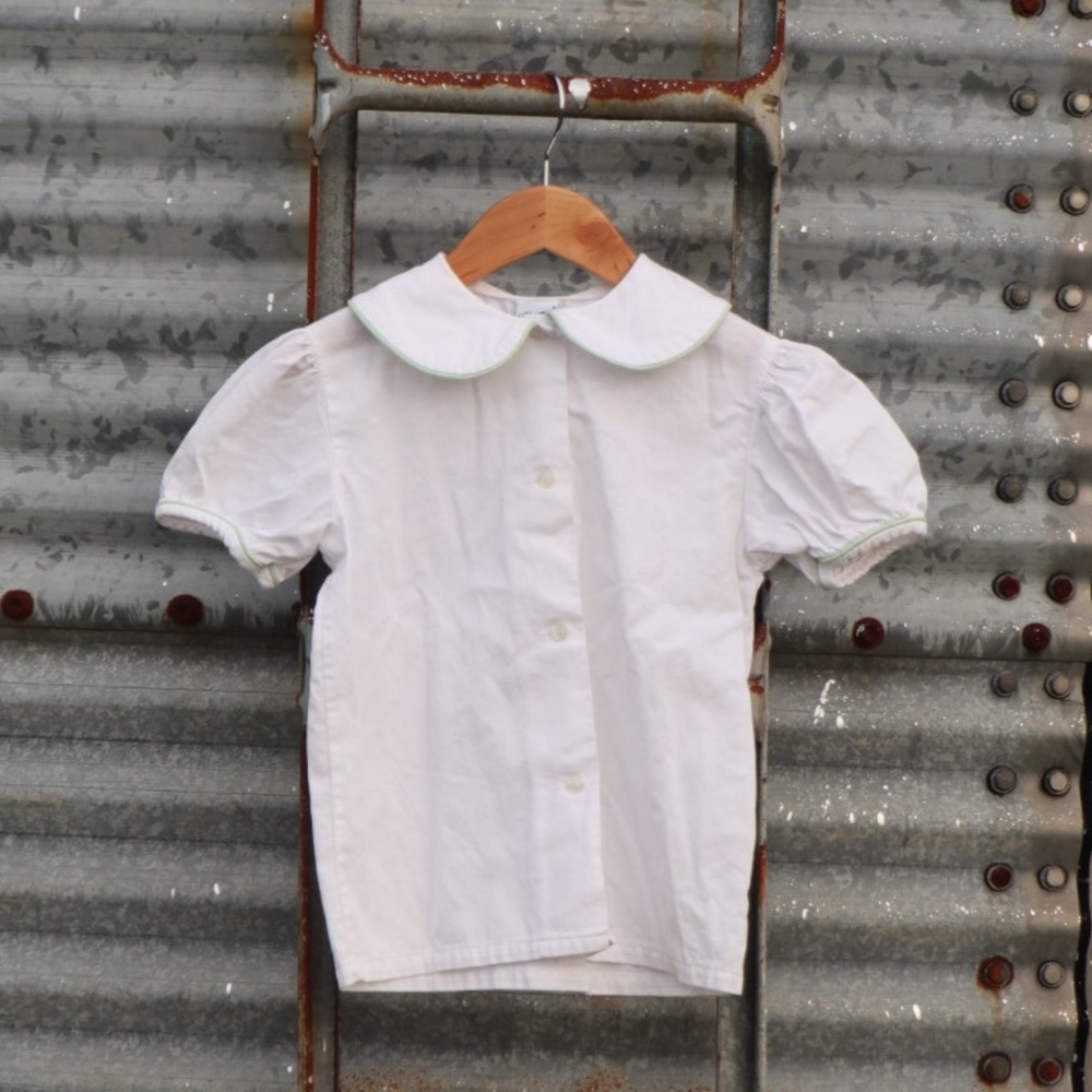 Glorimont White Button Down Top with Peter Pan Collar